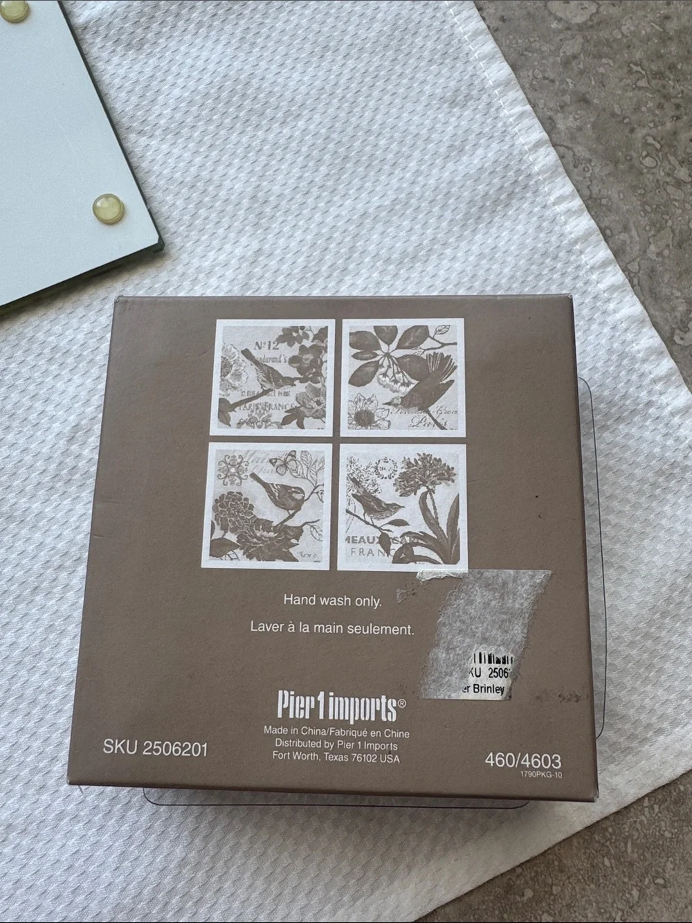 Set of 4 French themed glass bird coasters from Pier 1.
